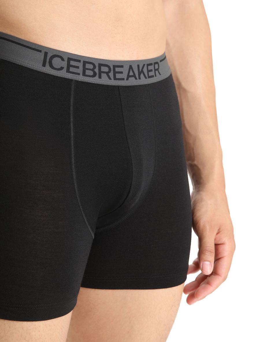 Bielizny Icebreaker Merino Anatomica Boxers Męskie Czarne | PL 1630BEXC